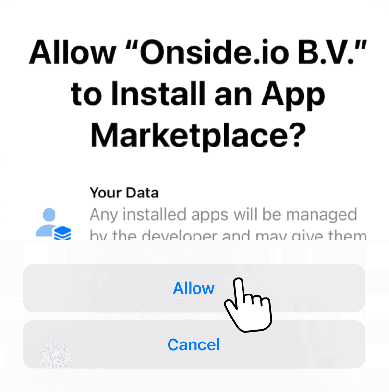 Tap Install Onside
